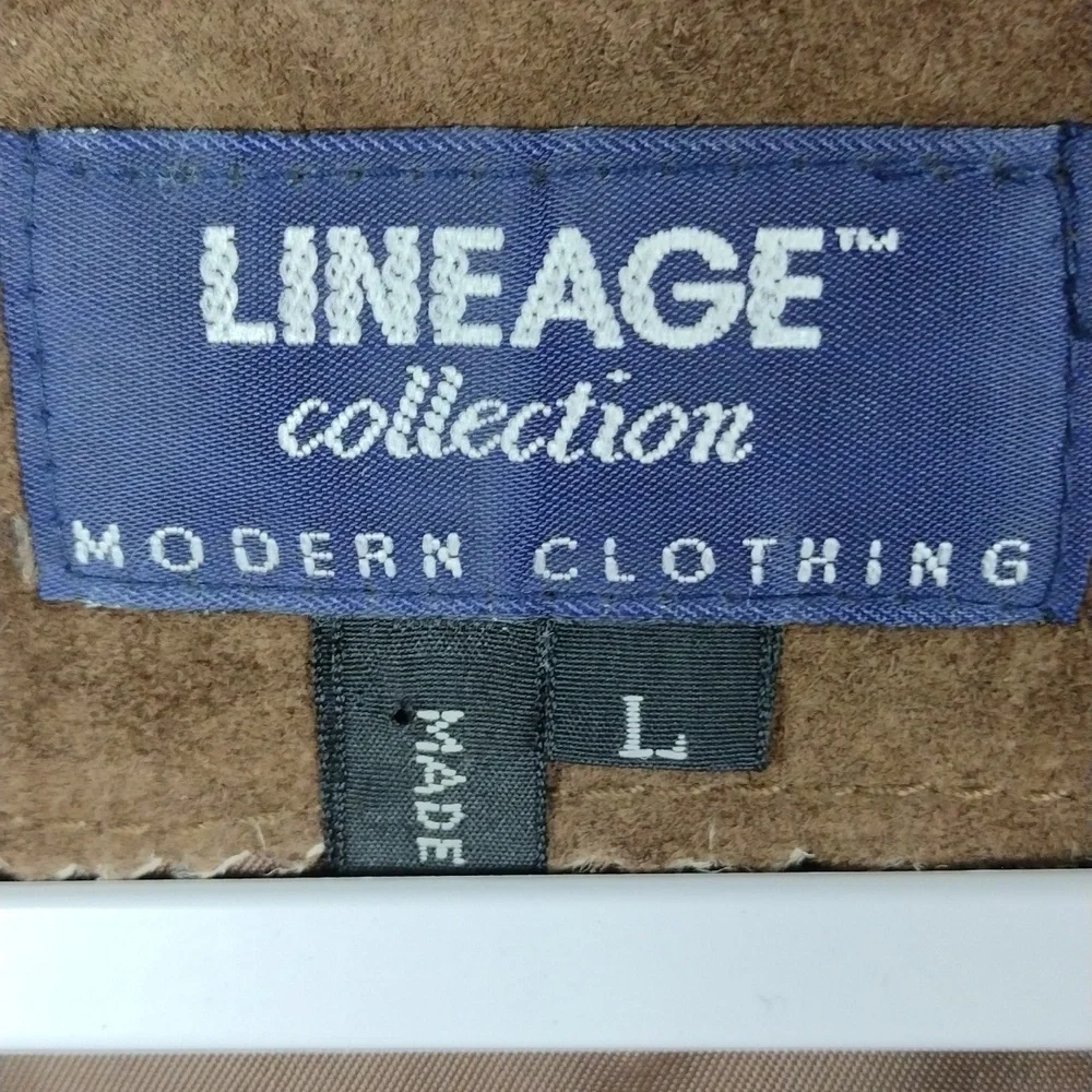 Lineage Vintage Brown Suede Leather V-Neck Sleeveless Button Front Casual Vest